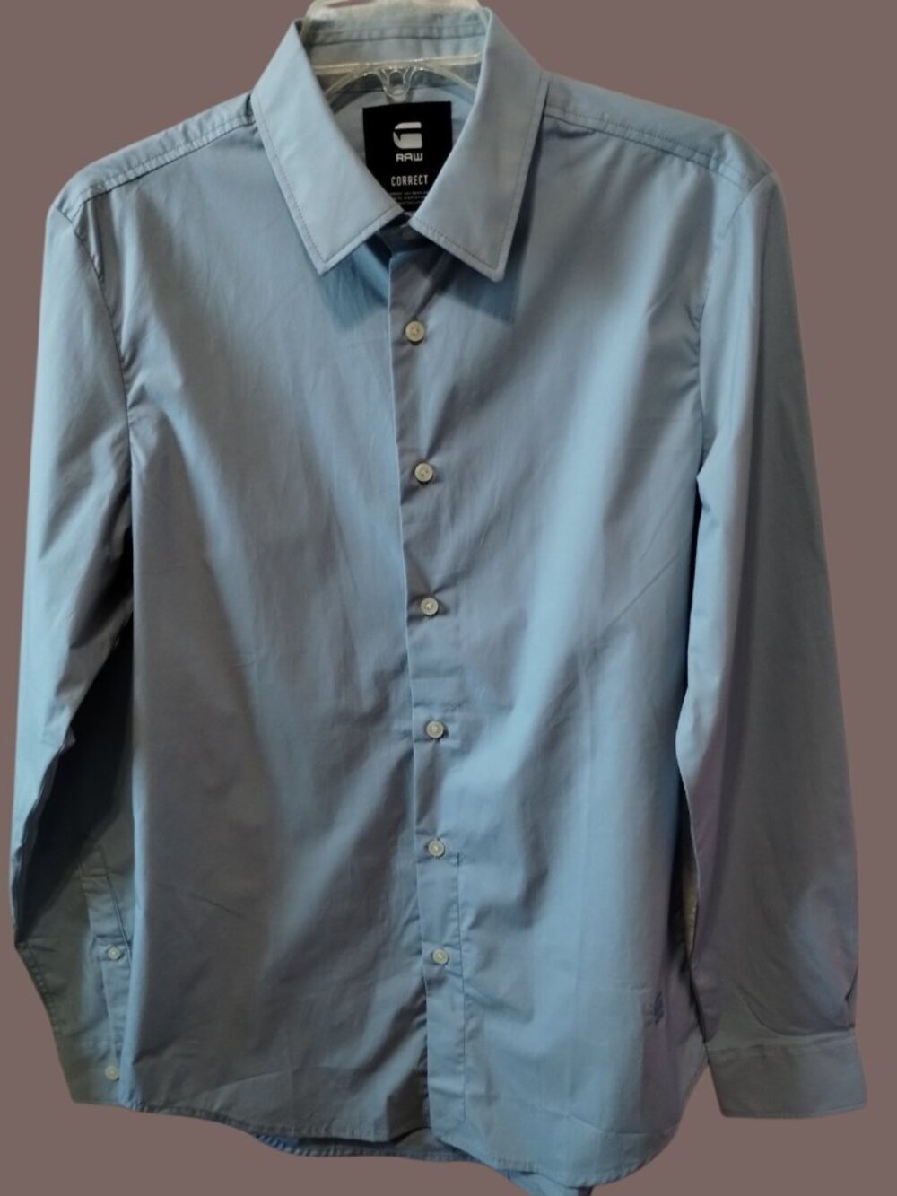 G-Star Raw Mens Core Button-Up Long-Sleeve Shirt In Light Blue Medium
